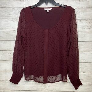 LC Lauren Conrad Chiffon Blouse Sleeve Top Sz M